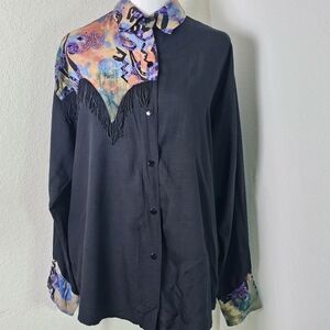 VTG Sebatu Shirt One Size Fringe,Beaded,Art To Wear,Western